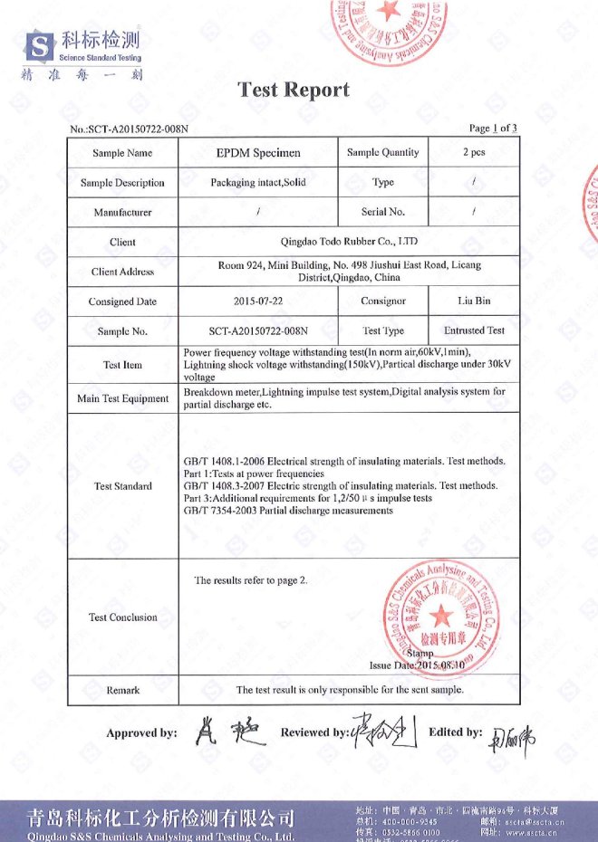 150KV-voltage withstanding for EPDM rubber