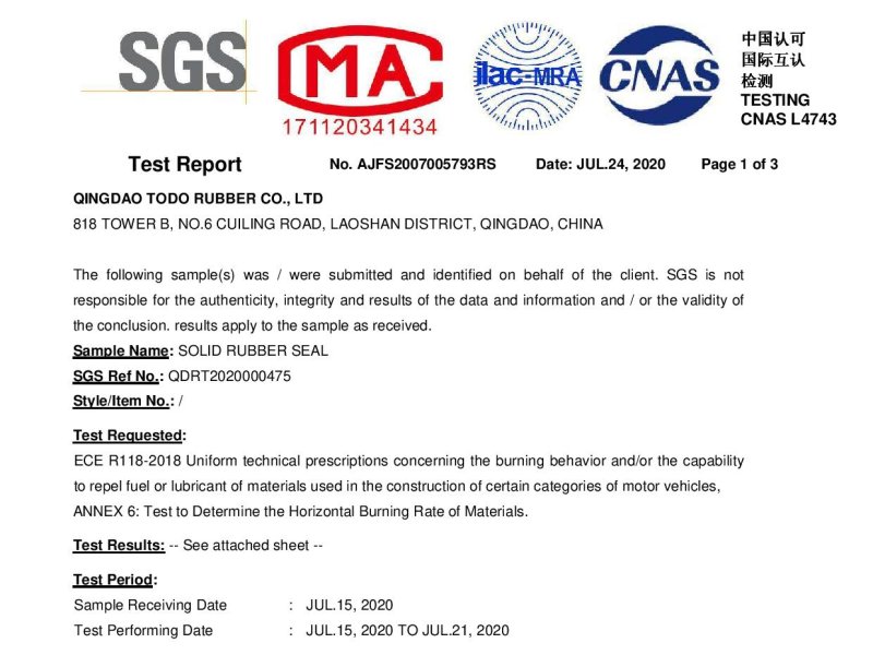 Our company's bus-specific interior materials have successfully passed the authoritative R118 test flame retardancy test and obtained the bus access flame retardancy level report.